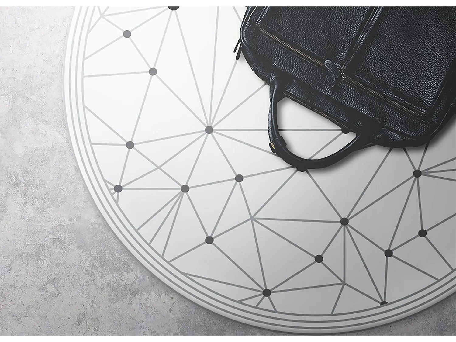 Tapijt Vinyl 50cm Waterdichte Rond PVC Decoratie voor Woonkamer Keuken - Geometrisch raster