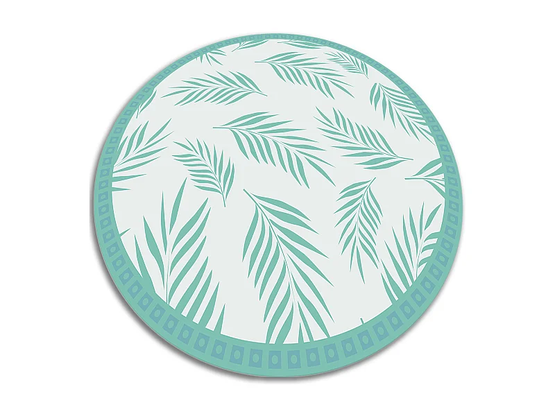Teppich Vinyle 130cm Dekorativ Rund PVC für das Wohnzimmer Wasserdicht Küchenmatte - Hawaiianische Blätter