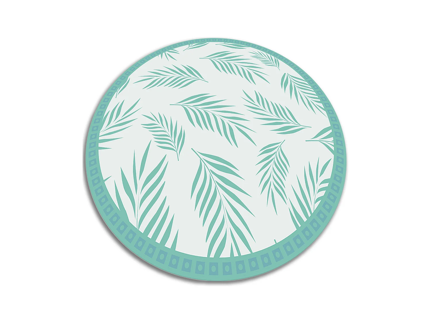 Tapis Vinyle 130cm Salon Linoléum Pour la Cuisine Imperméable Rond PVC - Feuilles hawaïennes