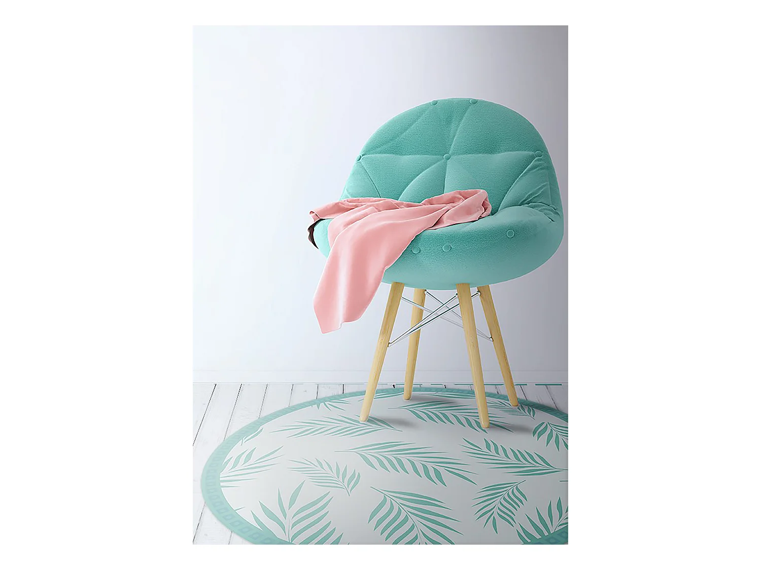 Tapijt Vinyl 130cm Waterdichte Rond PVC Decoratie voor Woonkamer Keuken - Hawaiiaanse bladeren