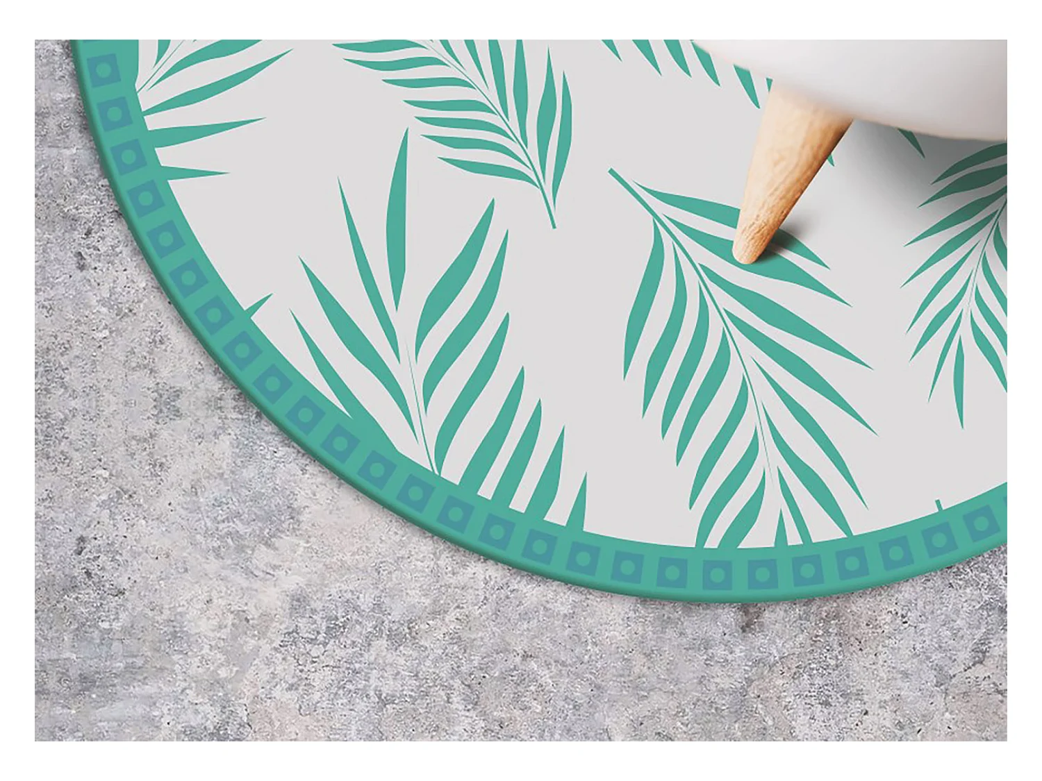 Tapijt Vinyl 130cm Waterdichte Rond PVC Decoratie voor Woonkamer Keuken - Hawaiiaanse bladeren