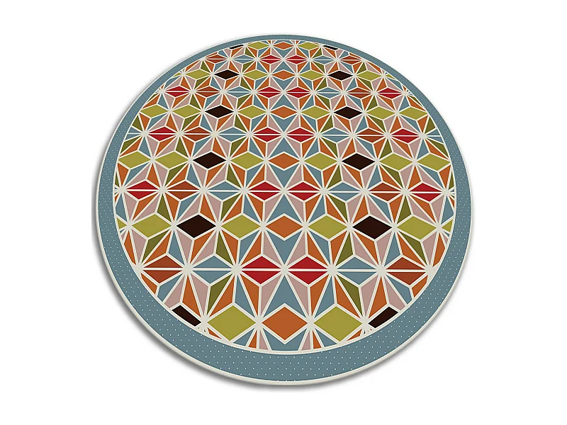 Tapijt Vinyl 110cm Decoratie PVC Rond Waterdichte voor Woonkamer Keuken - Abstracte caleidoscoop