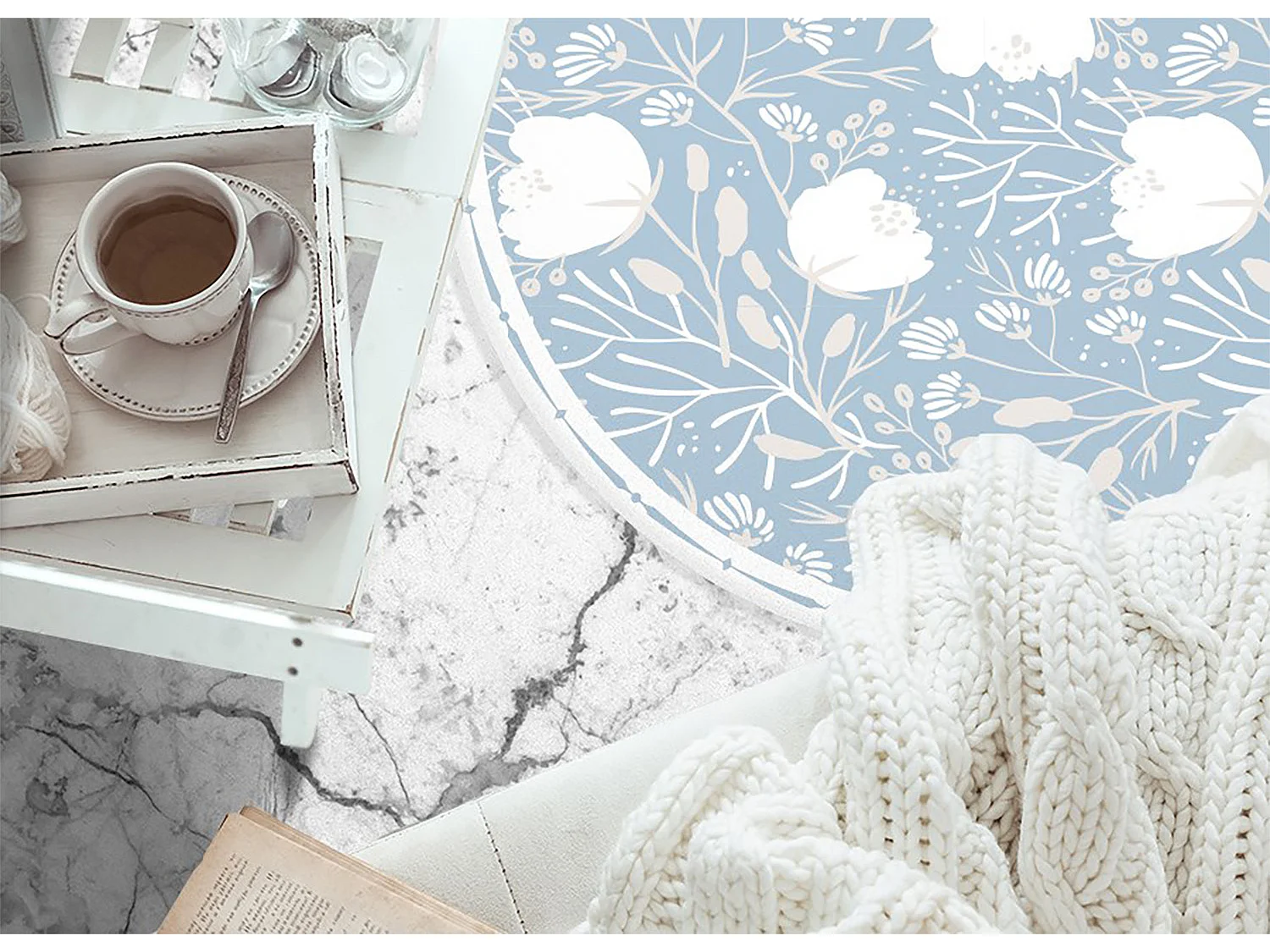 Tapijt Vinyl 60cm Decoratie PVC Rond Waterdichte voor Woonkamer Keuken - Scheuten en knoppen