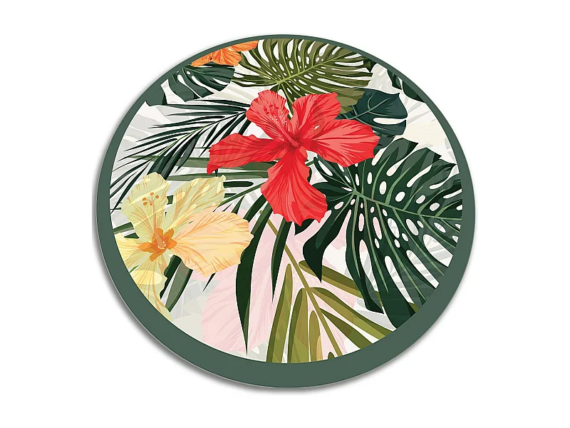 Teppich Vinyle 80cm Küchenmatte für das Wohnzimmer PVC Rund Dekorativ Wasserdicht - Paradiesblumen