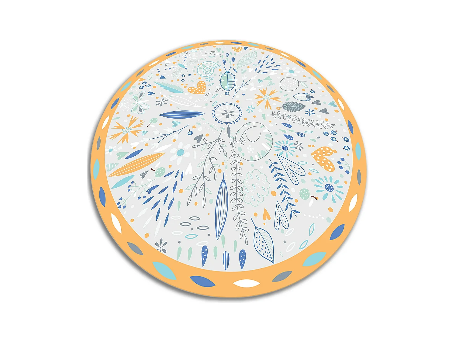 Tapis Vinyle 100cm Linoléum Imperméable Salon Rond PVC Pour la Cuisine - Motifs de prairie