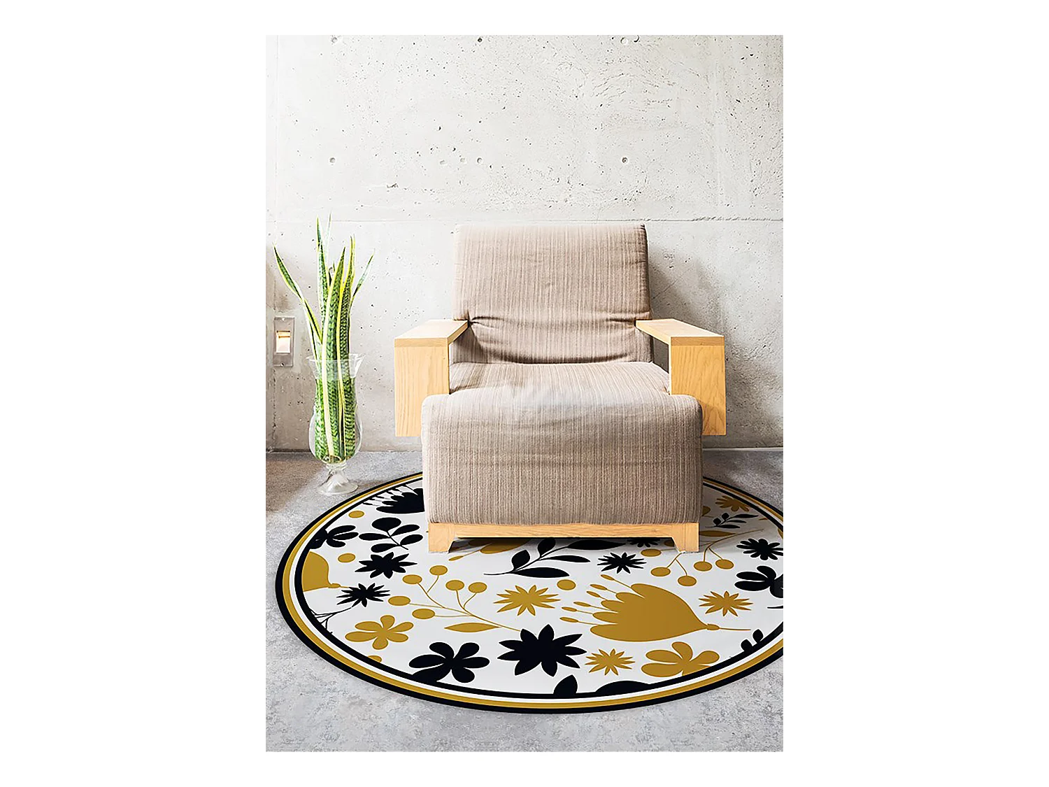 Alfombra Vinílica 80cm PVC Redonda Impermeable Vinilo de Cocina Salón Decoración - Patrones florales