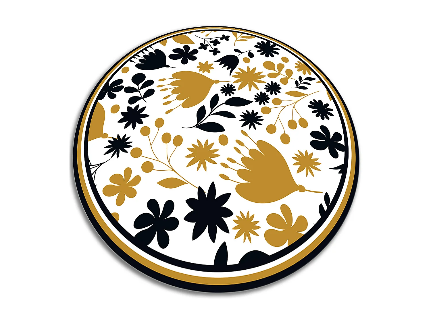 Alfombra Vinílica 80cm PVC Redonda Impermeable Vinilo de Cocina Salón Decoración - Patrones florales