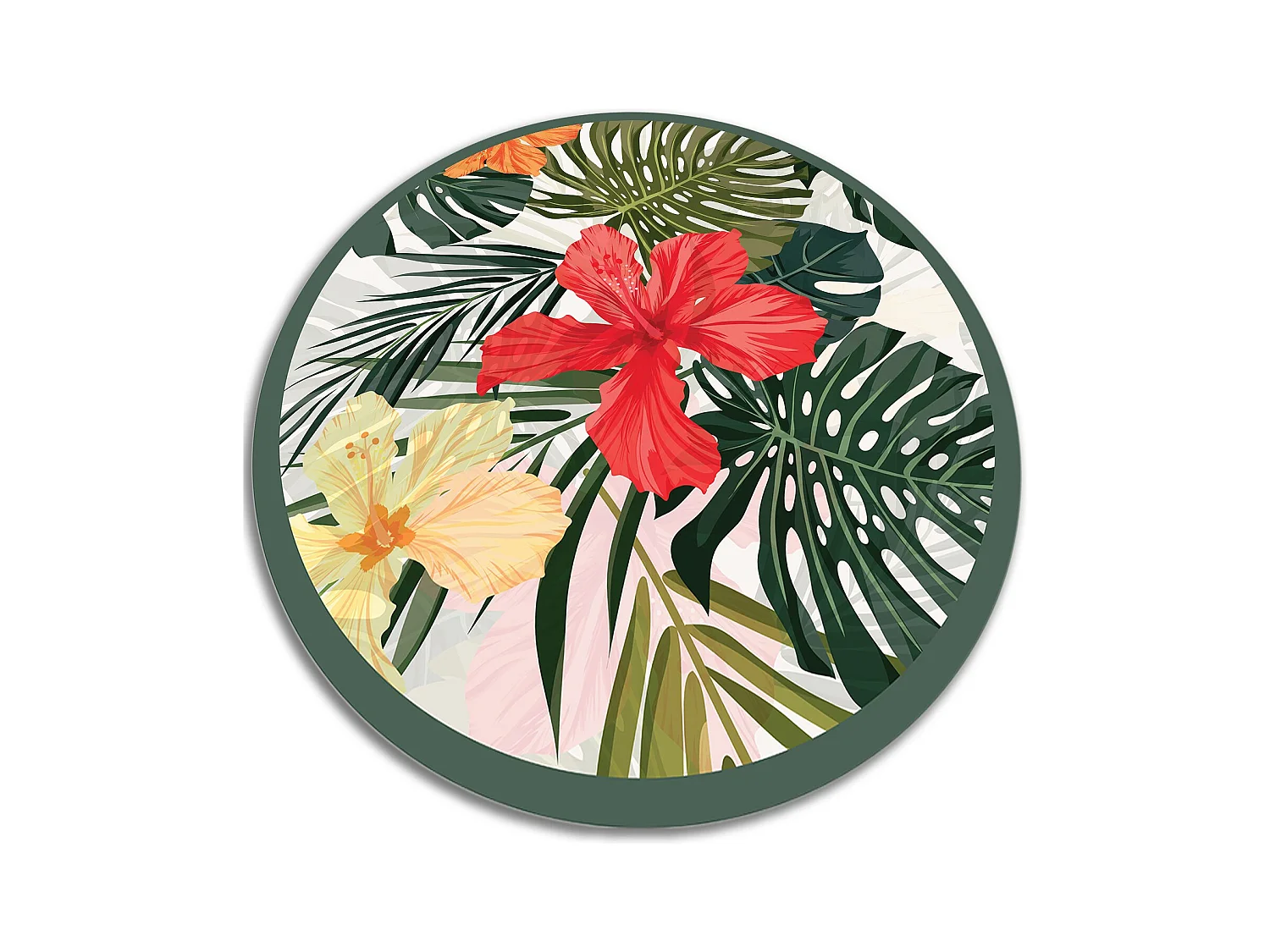 Tapis Vinyle 100cm Imperméable Pour la Cuisine PVC Salon Rond Linoléum - Fleurs du paradis