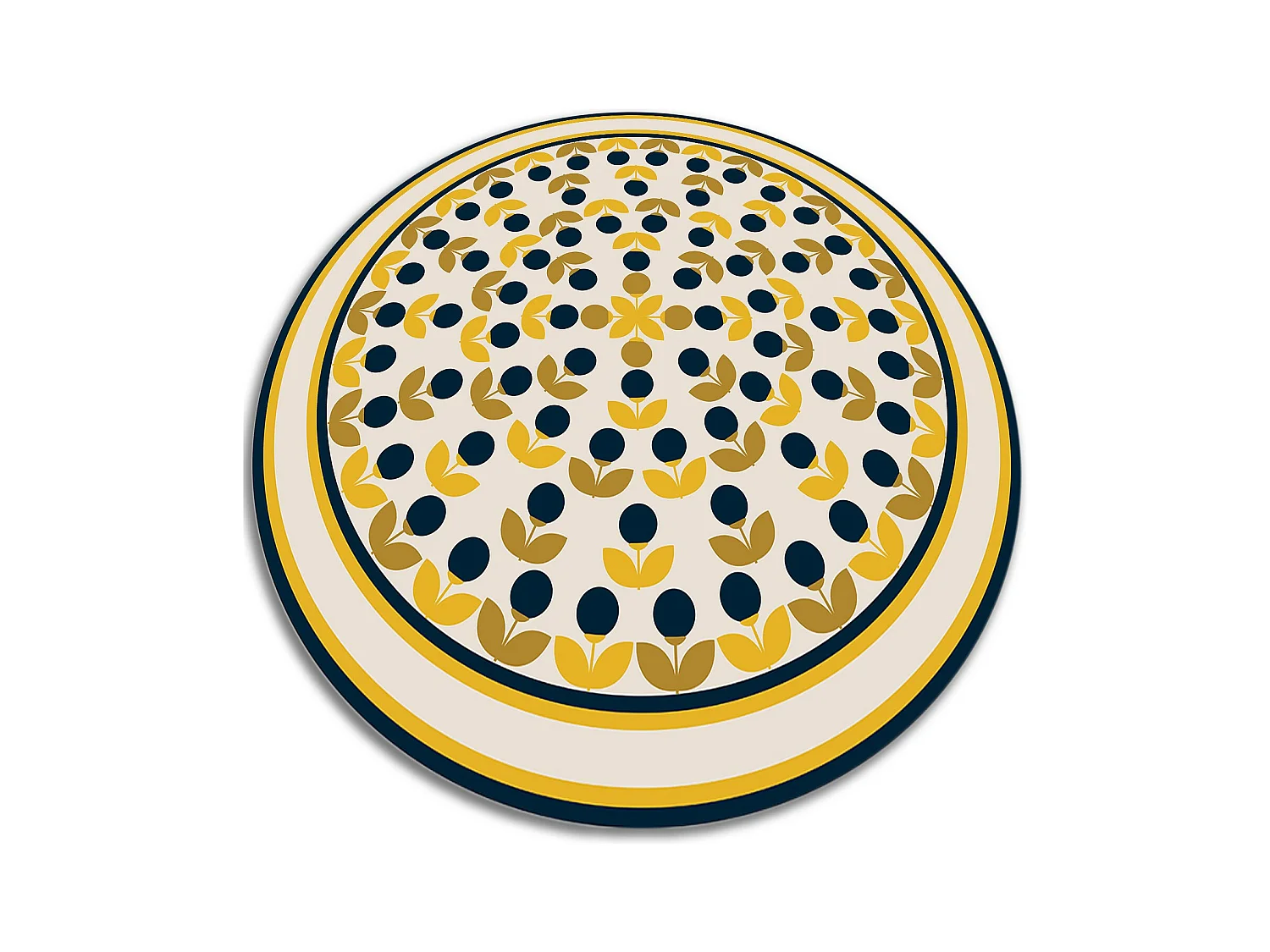 Tapis Vinyle 60cm PVC Linoléum Imperméable Pour la Cuisine Salon Rond - Fleurs reproductibles