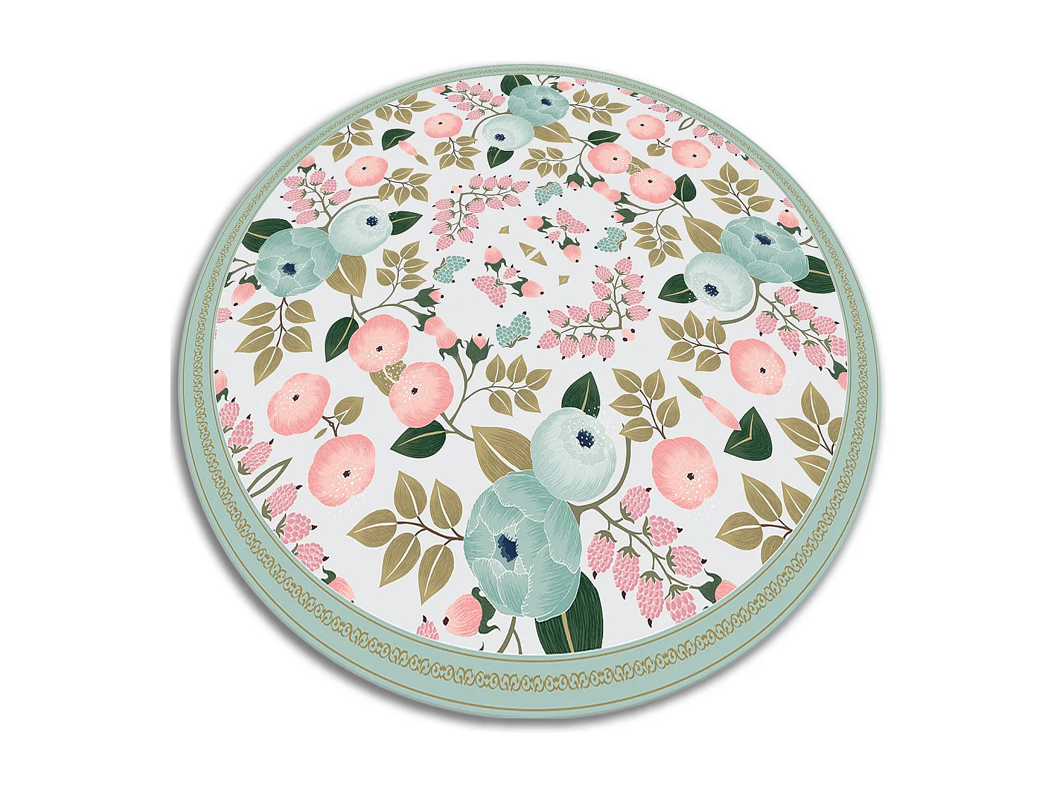 Teppich Vinyle 60cm PVC für das Wohnzimmer Dekorativ Rund Wasserdicht Küchenmatte - Blume