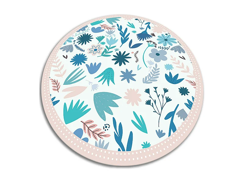 Tapis Vinyle 50cm Pour la Cuisine Rond PVC Salon Linoléum Imperméable - fleurs de pré