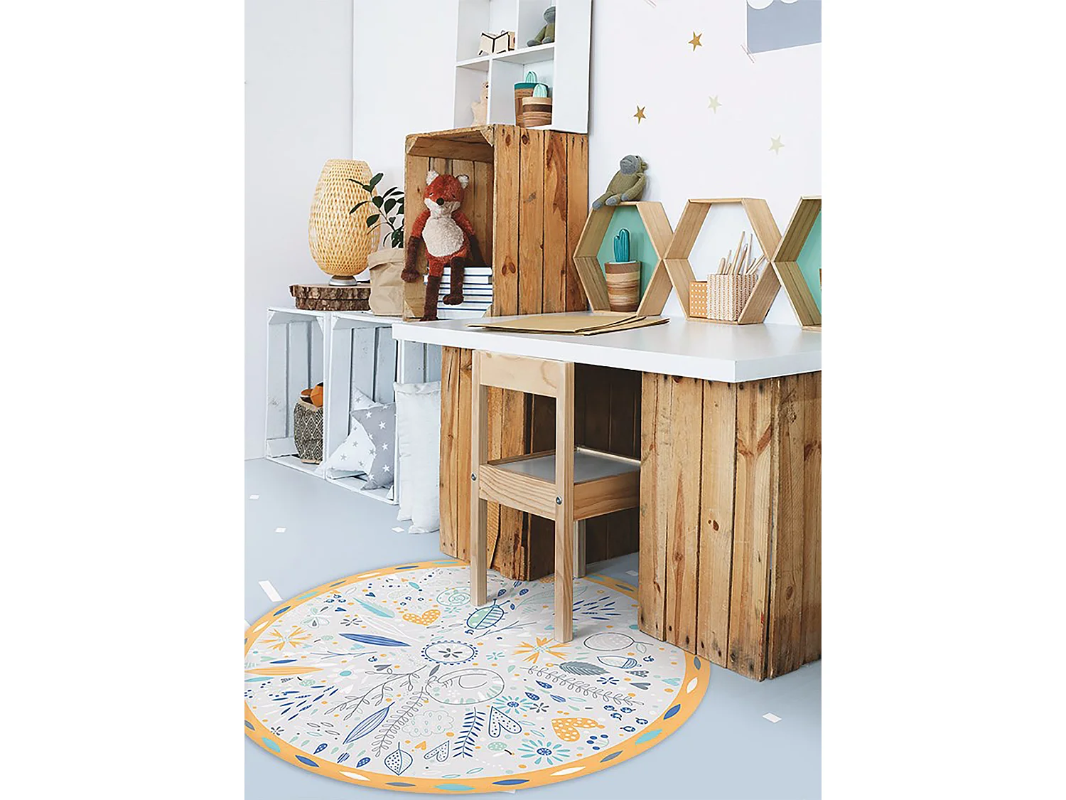 Tapijt Vinyl 70cm Decoratie Waterdichte Rond voor Woonkamer Keuken PVC - Weidemotieven