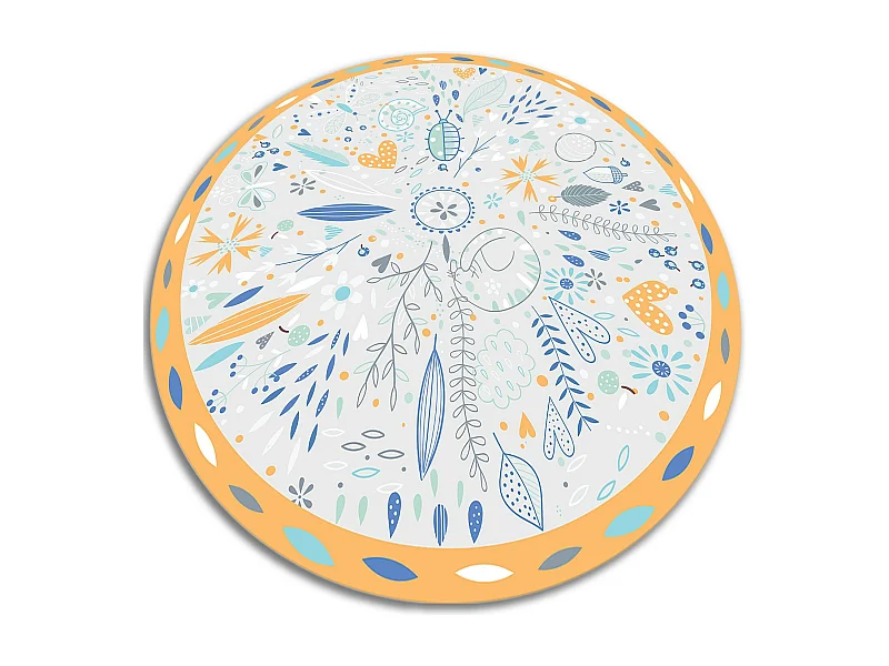 Tapis Vinyle 70cm Linoléum Imperméable Salon Rond PVC Pour la Cuisine - Motifs de prairie