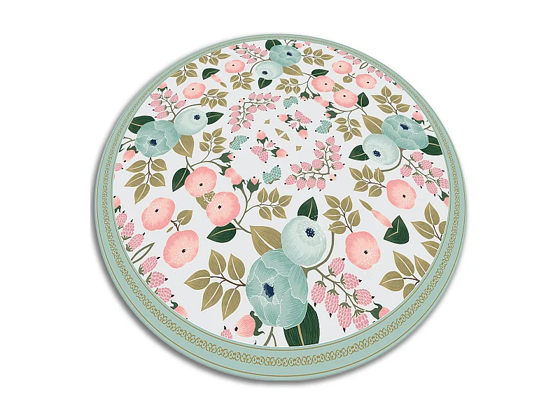 Teppich Vinyle 120cm PVC für das Wohnzimmer Dekorativ Rund Wasserdicht Küchenmatte - Blume