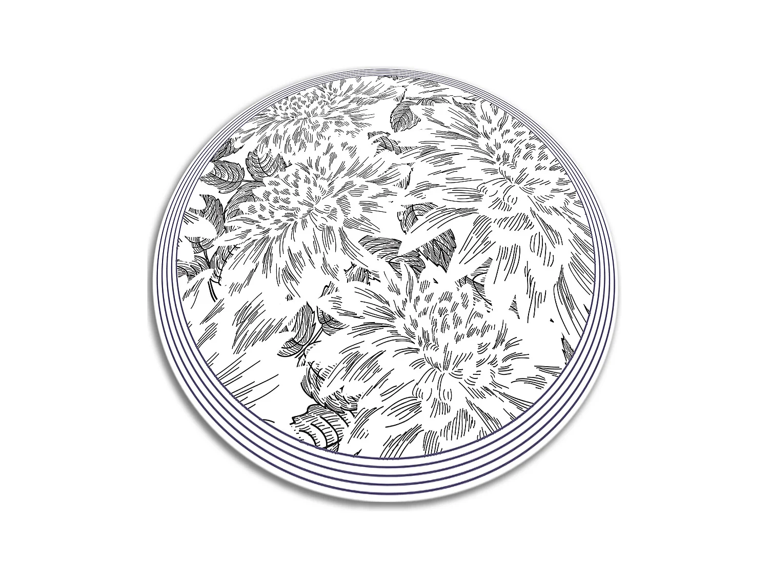 Tapis Vinyle 140cm Rond Salon Pour la Cuisine PVC Linoléum Imperméable - Les contours des bourgeons
