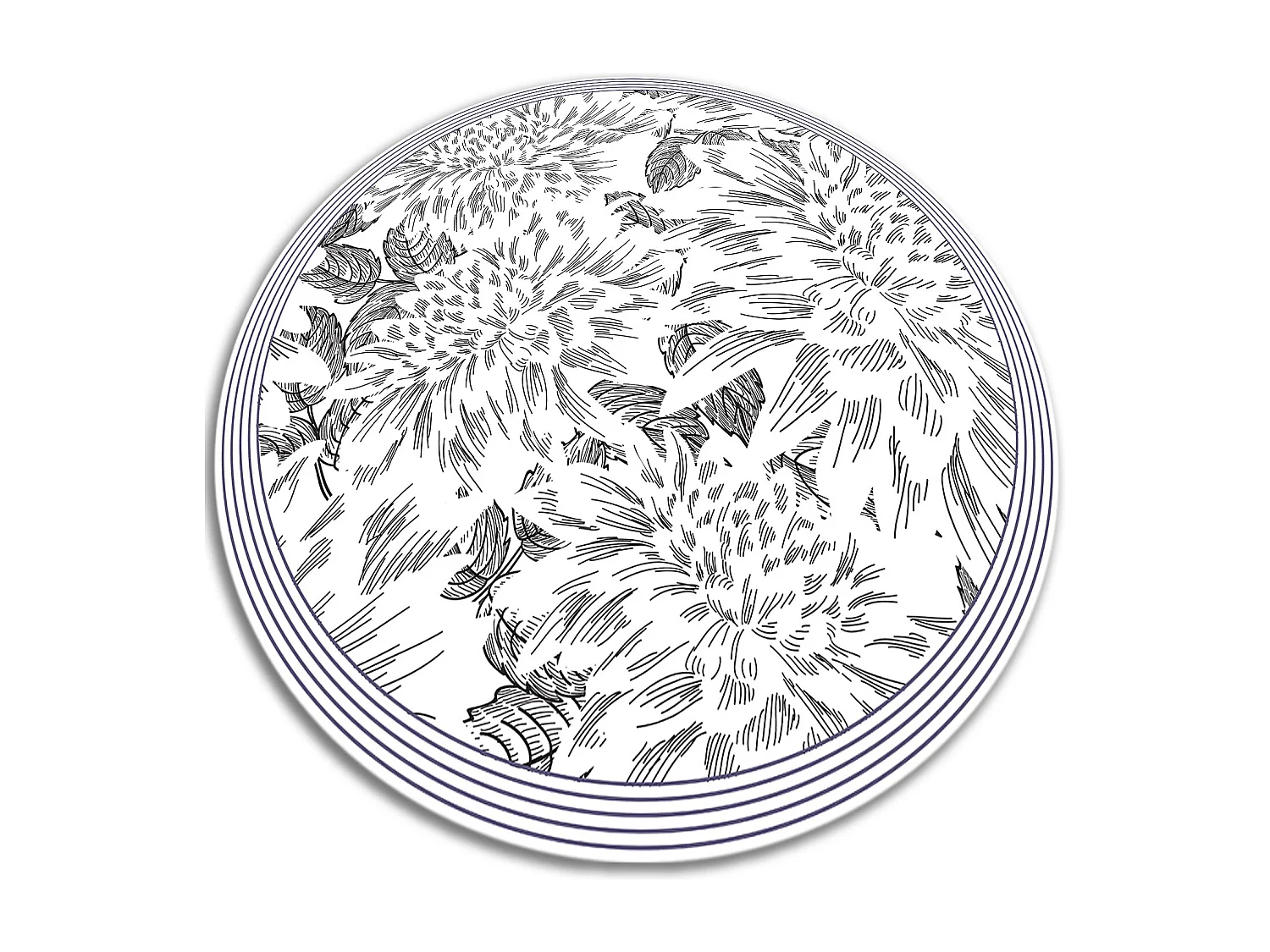 Tapis Vinyle 140cm Rond Salon Pour la Cuisine PVC Linoléum Imperméable - Les contours des bourgeons