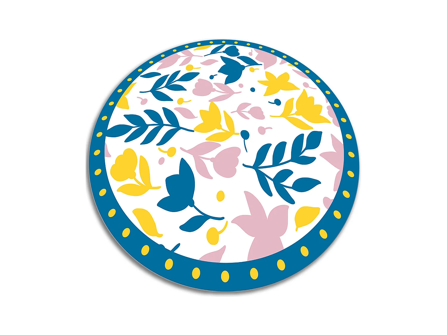 Tapis Vinyle 140cm Rond Salon Pour la Cuisine PVC Linoléum Imperméable - Fleurs abstraites