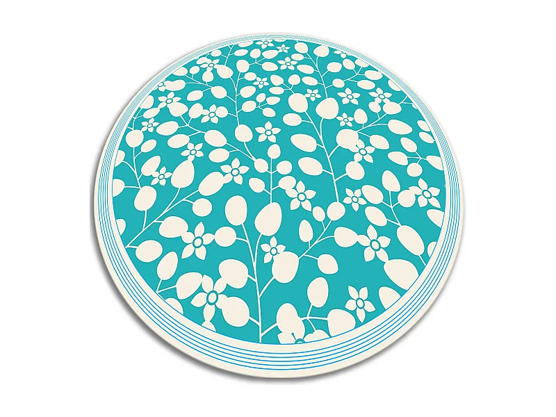 Teppich Vinyle 70cm für das Wohnzimmer Wasserdicht Küchenmatte Rund Dekorativ PVC - Blumentriebe