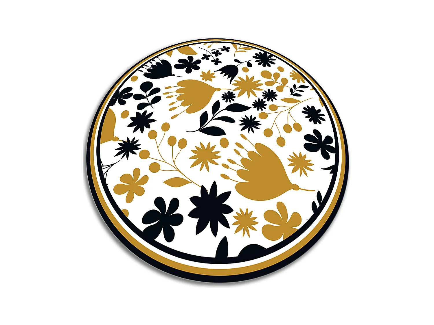 Teppich Vinyle 50cm PVC Wasserdicht Dekorativ Küchenmatte für das Wohnzimmer Rund - Blumenmuster