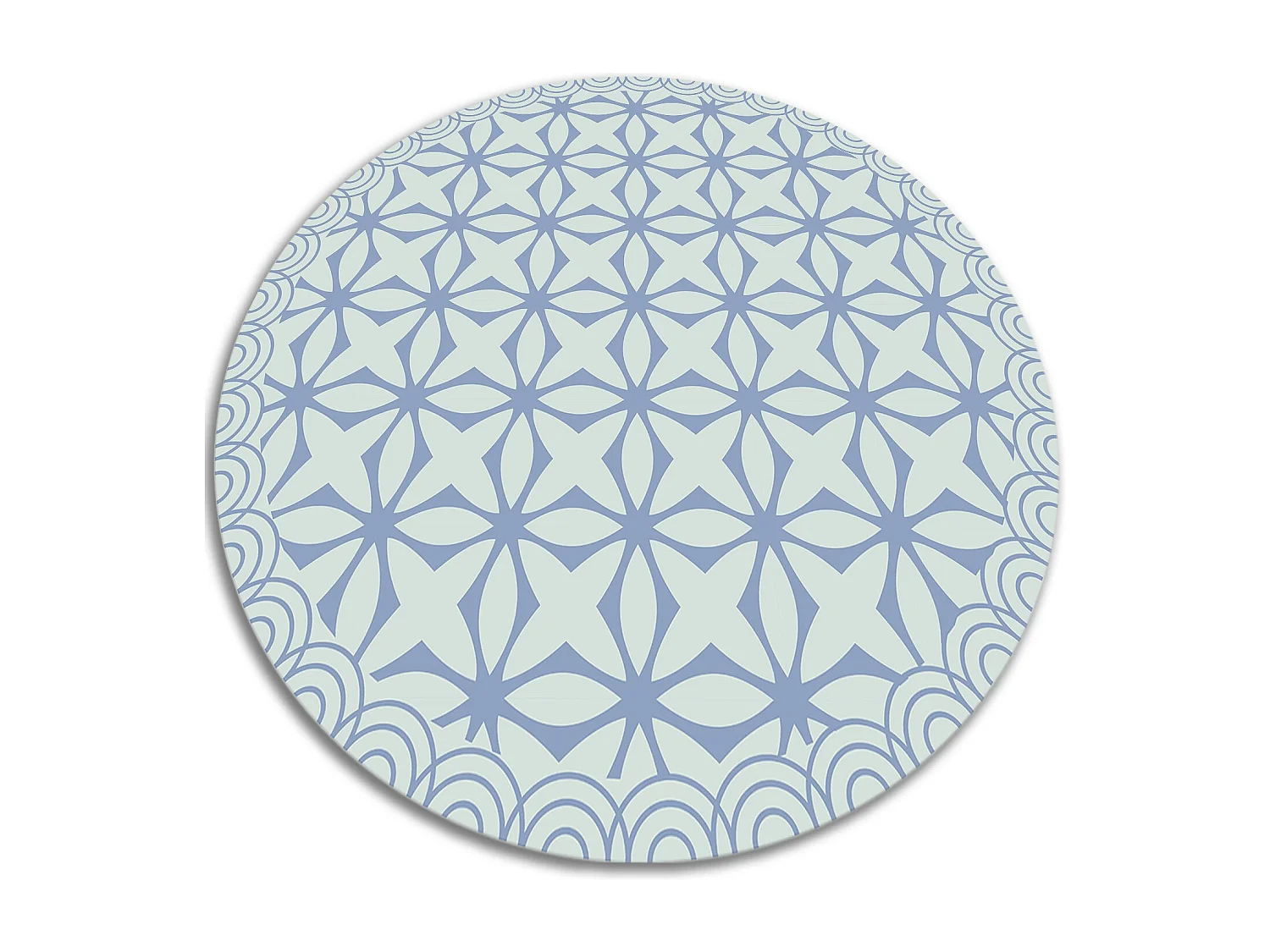 Tapis Vinyle 80cm PVC Linoléum Imperméable Pour la Cuisine Salon Rond - Étoiles géométriques