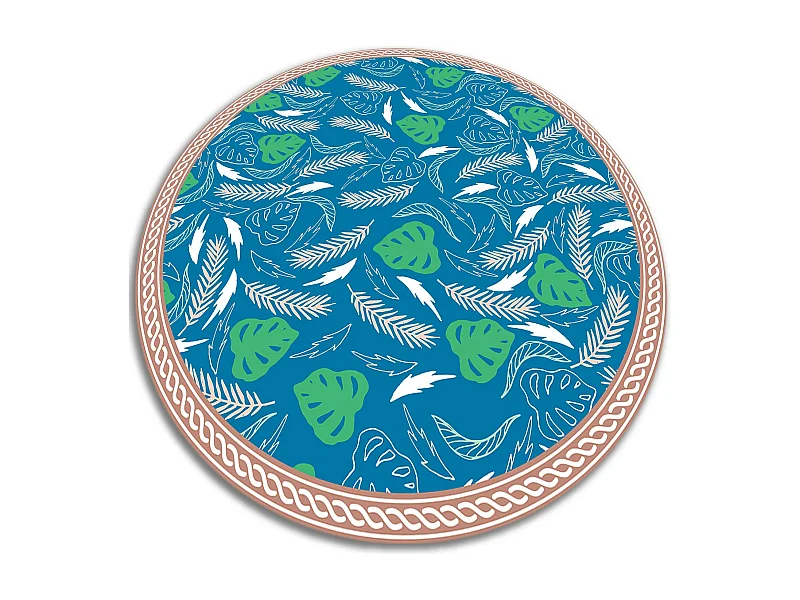 Teppich Vinyle 130cm Küchenmatte für das Wohnzimmer Rund PVC Dekorativ Wasserdicht - Hawaiianische Blätter