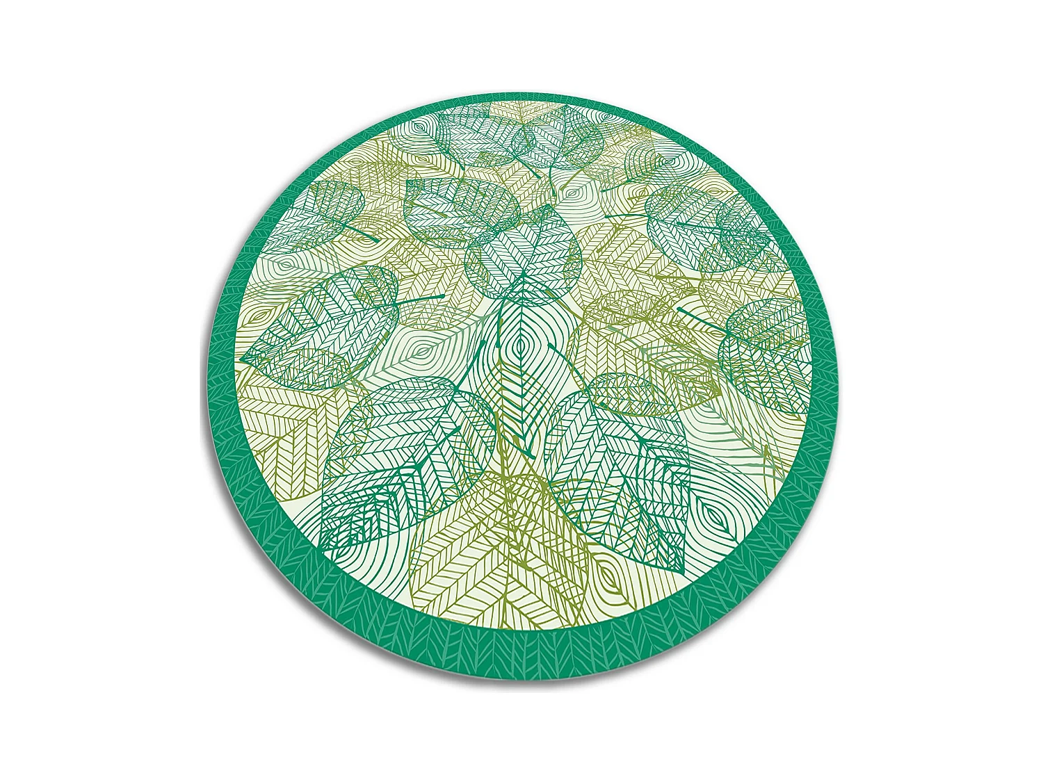 Tapis Vinyle 100cm Rond Salon Pour la Cuisine PVC Linoléum Imperméable - Feuille
