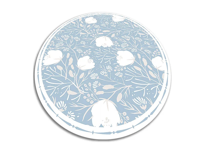 Teppich Vinyle 130cm Küchenmatte für das Wohnzimmer PVC Rund Dekorativ Wasserdicht - Triebe und Knospen