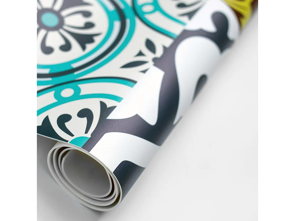 Tapijt Vinyl 90cm Decoratie PVC Rond Waterdichte voor Woonkamer Keuken - Scheuten en knoppen