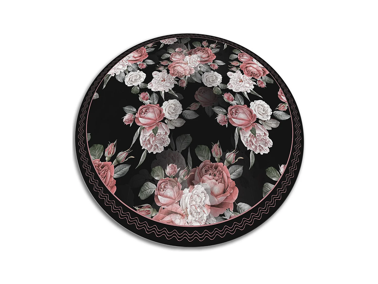 Tapis Vinyle 140cm PVC Linoléum Imperméable Pour la Cuisine Salon Rond - Des roses