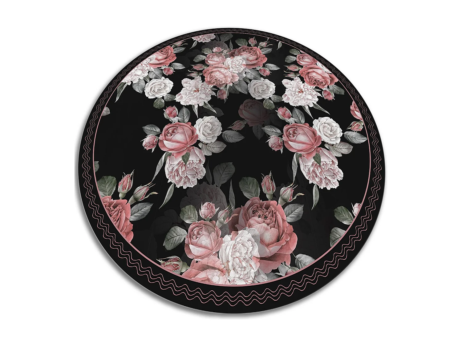 Tapis Vinyle 140cm PVC Linoléum Imperméable Pour la Cuisine Salon Rond - Des roses