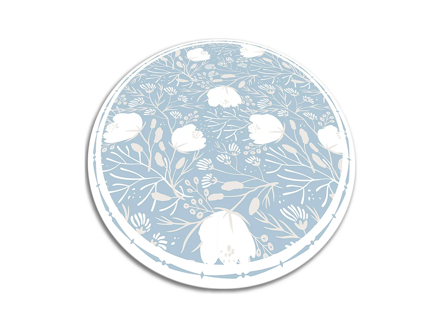 Tapis Vinyle 120cm Imperméable Pour la Cuisine PVC Salon Rond Linoléum - Pousses et bourgeons
