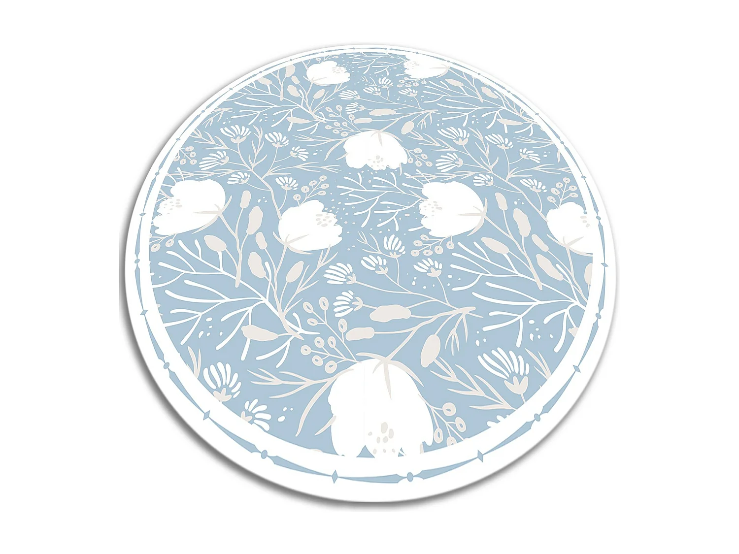 Tapis Vinyle 120cm Imperméable Pour la Cuisine PVC Salon Rond Linoléum - Pousses et bourgeons