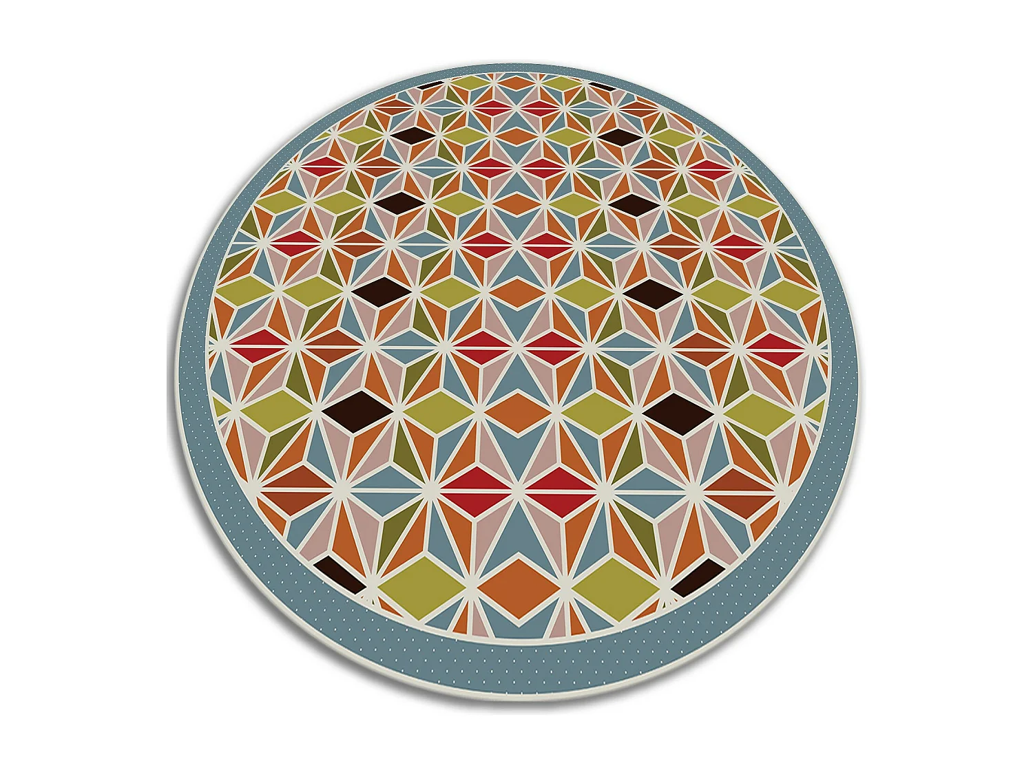 Tapis Vinyle 120cm Imperméable Pour la Cuisine PVC Salon Rond Linoléum - Kaléidoscope abstrait