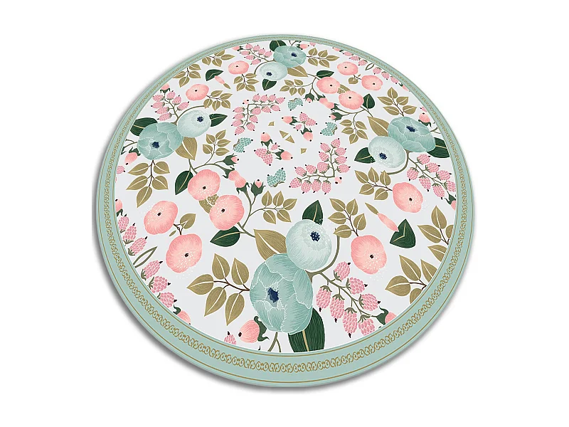 Teppich Vinyle 50cm PVC für das Wohnzimmer Dekorativ Rund Wasserdicht Küchenmatte - Blume