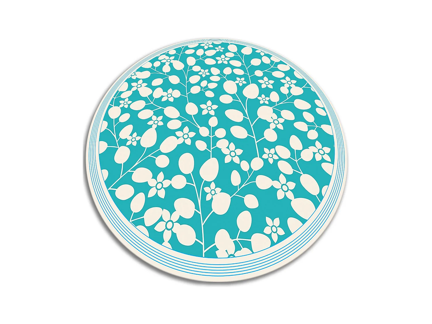 Tapis Vinyle 120cm Imperméable PVC Rond Salon Linoléum Pour la Cuisine - Pousses de fleurs