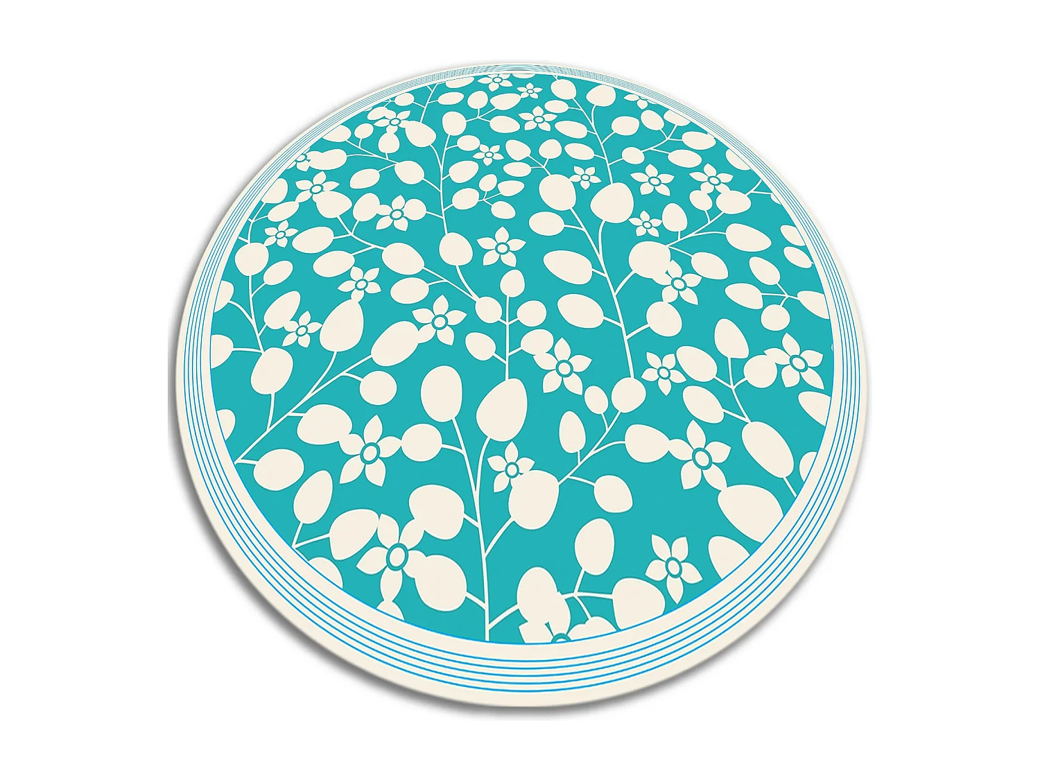 Tapis Vinyle 60cm Imperméable PVC Rond Salon Linoléum Pour la Cuisine - Pousses de fleurs