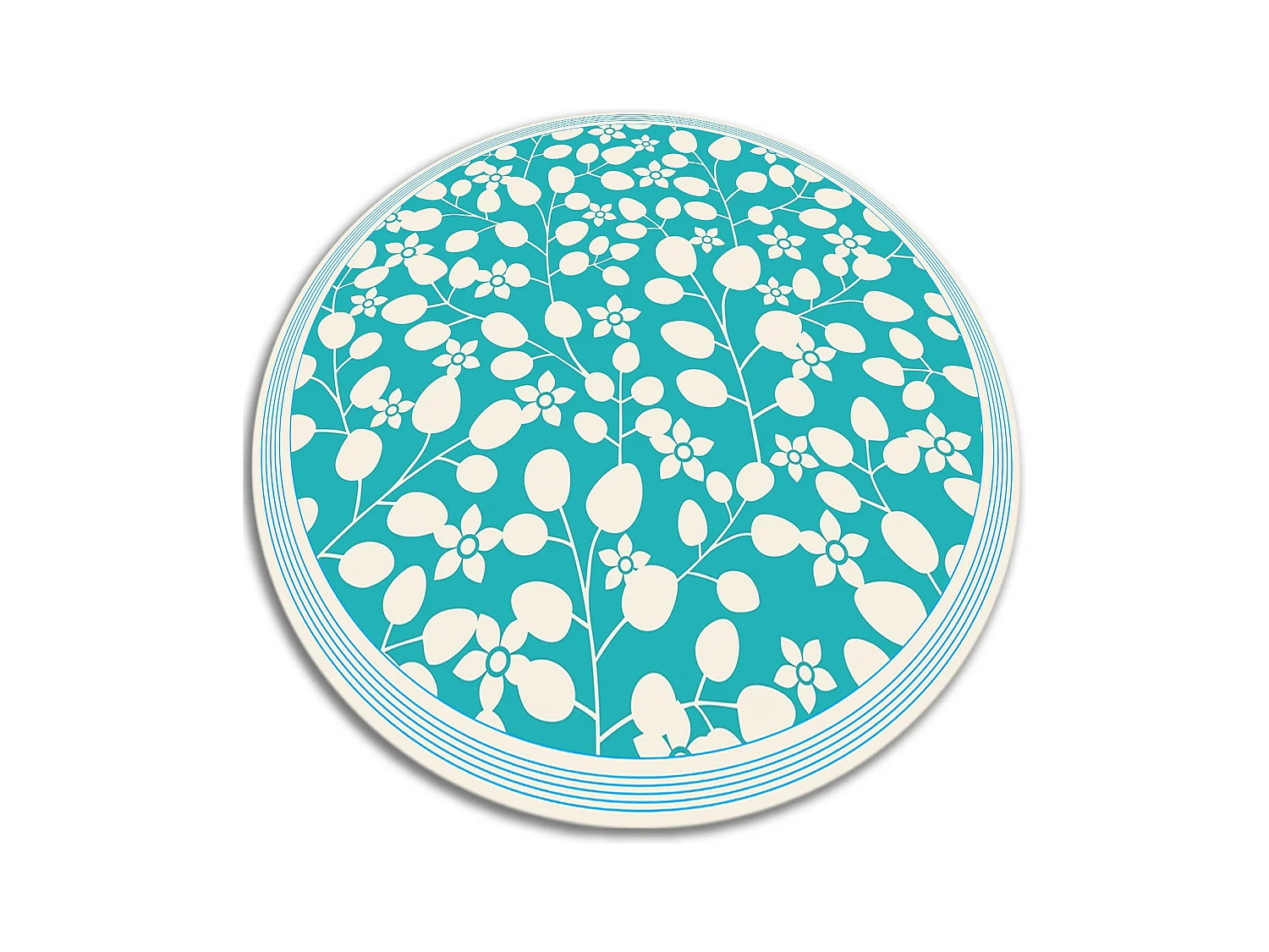 Tapis Vinyle 140cm Imperméable PVC Rond Salon Linoléum Pour la Cuisine - Pousses de fleurs