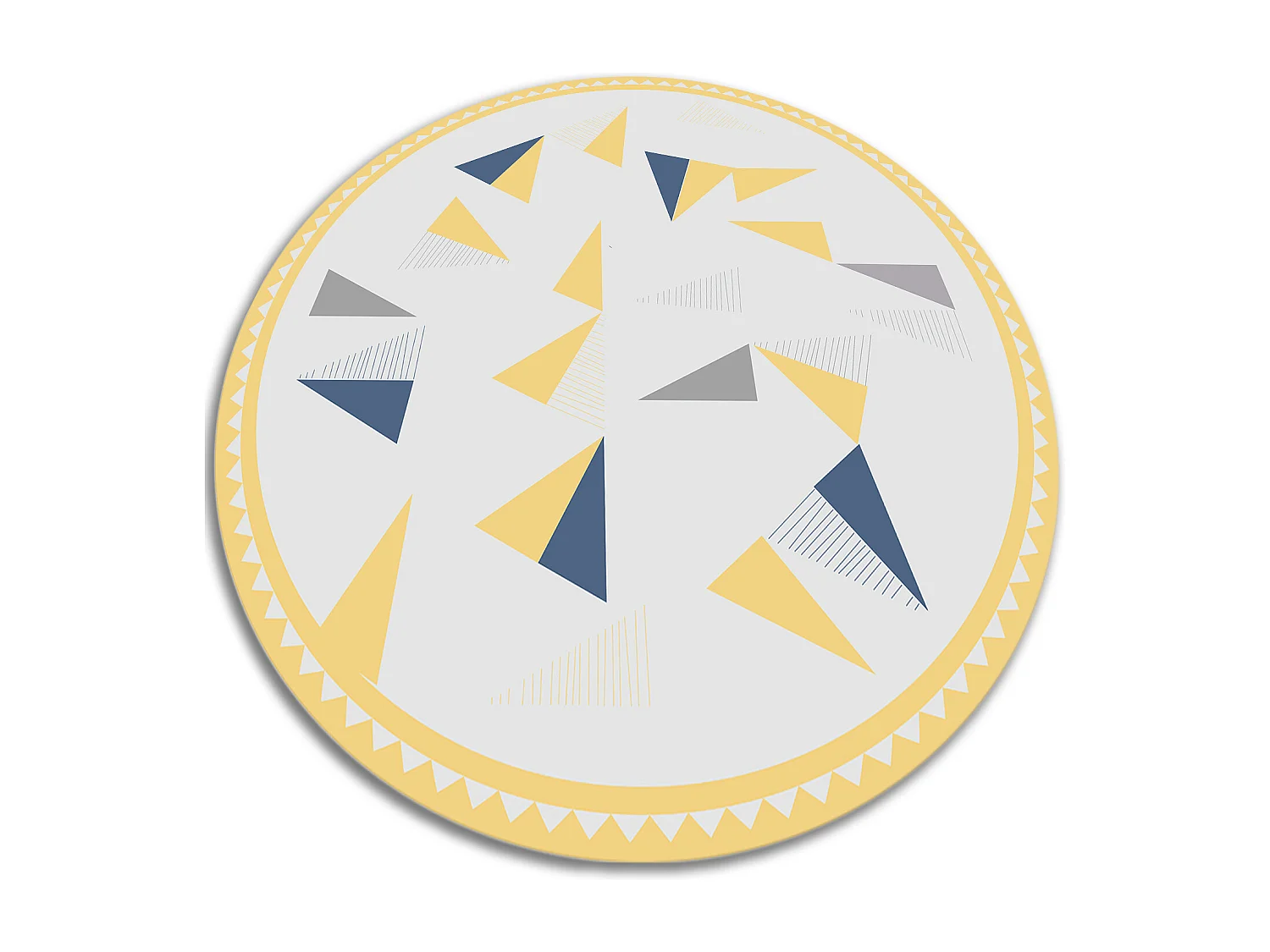 Tapis Vinyle 50cm Pour la Cuisine Rond PVC Salon Linoléum Imperméable - Triangles géométriques