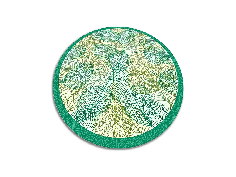 Teppich Vinyle 90cm Wasserdicht Dekorativ Rund Küchenmatte PVC für das Wohnzimmer - Blatt