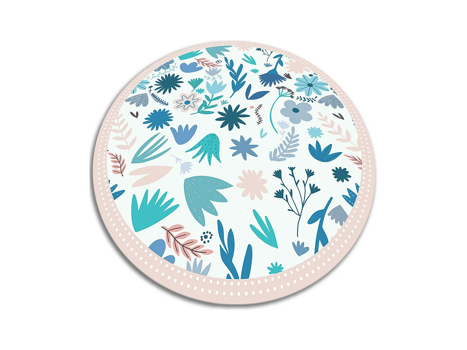 Tapis Vinyle 130cm Pour la Cuisine Rond PVC Salon Linoléum Imperméable - fleurs de pré