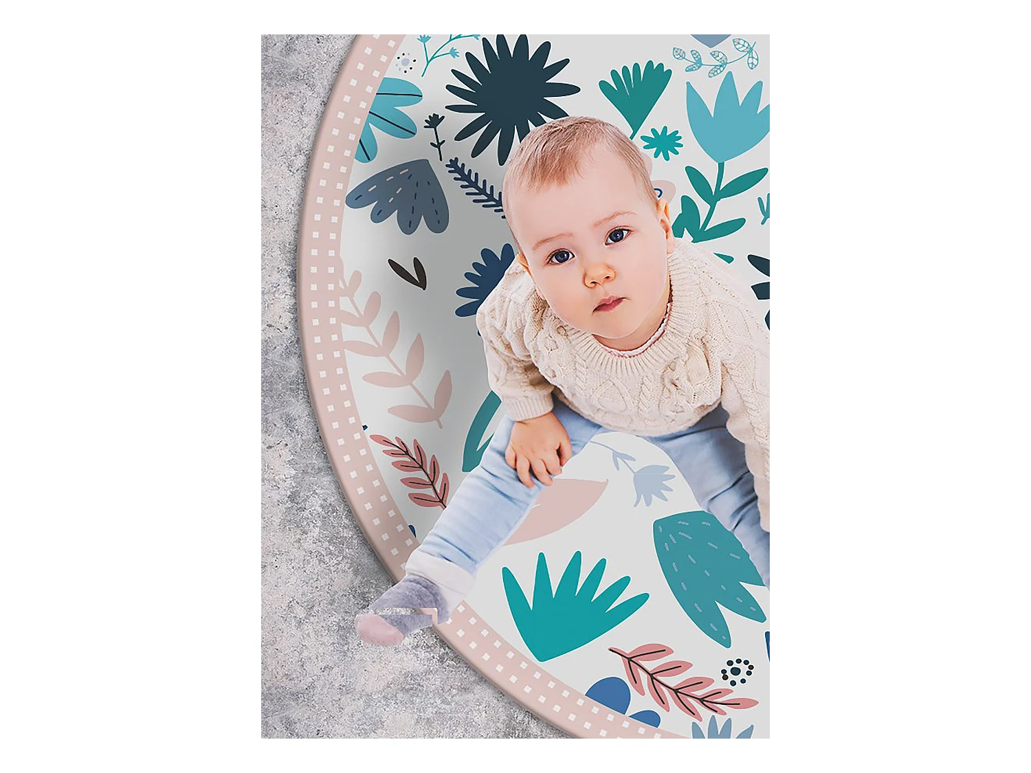 Tapis Vinyle 130cm Pour la Cuisine Rond PVC Salon Linoléum Imperméable - fleurs de pré