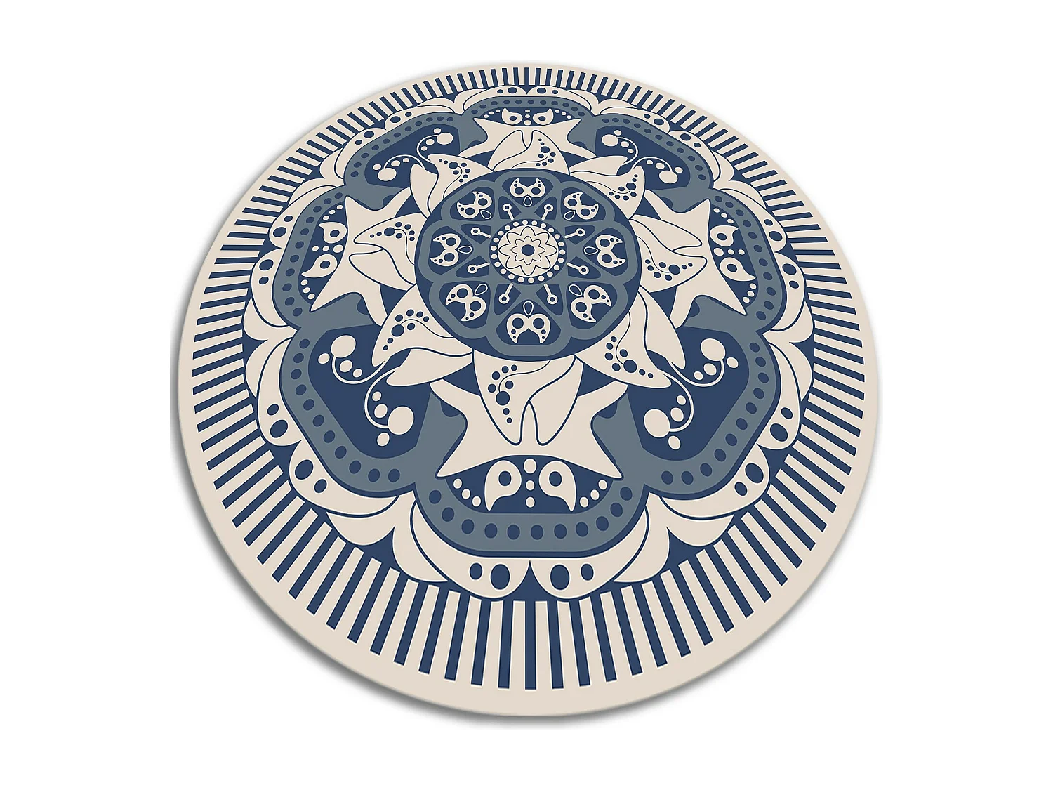 Teppich Vinyle 150cm Küchenmatte Rund PVC Wasserdicht Dekorativ für das Wohnzimmer - Blumenmandala