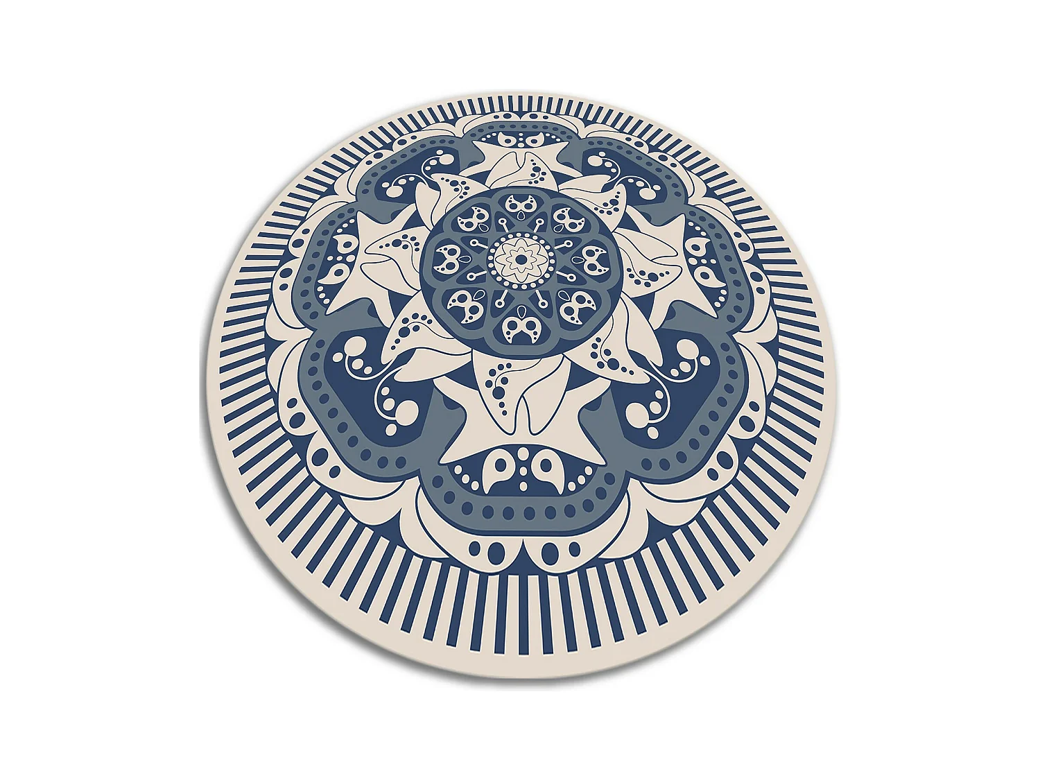 Tapis Vinyle 150cm Pour la Cuisine Rond Salon Imperméable PVC Linoléum - Mandalas floraux