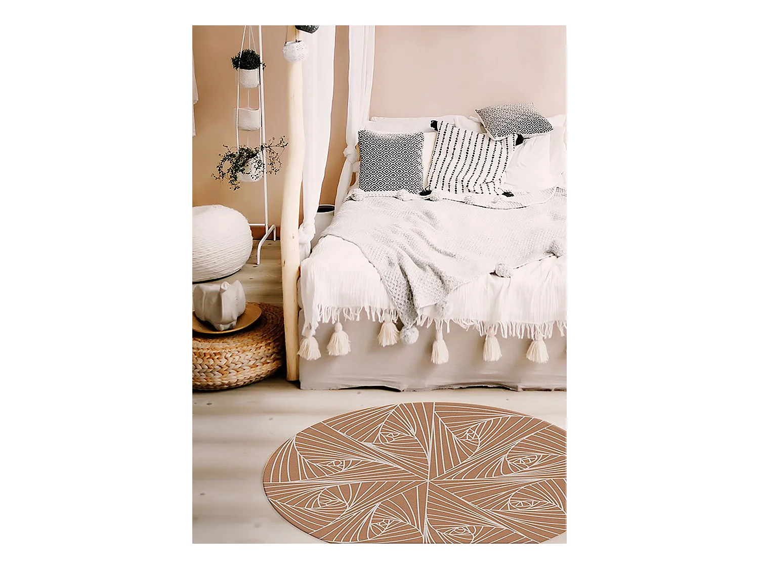 Tappeto Vinile 150cm PVC Impermeabile Per la Cucina e il Soggiorno Moderno Rotondo - ragnatela