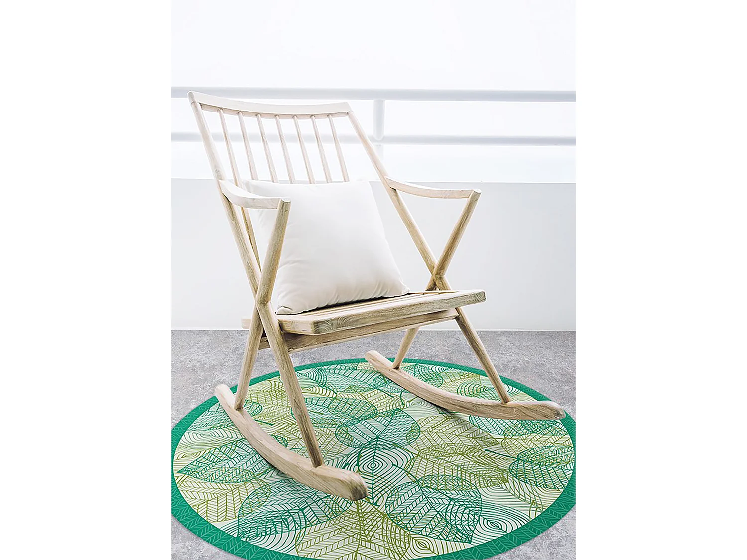 Teppich Vinyle 150cm Wasserdicht Dekorativ Rund Küchenmatte PVC für das Wohnzimmer - Blatt