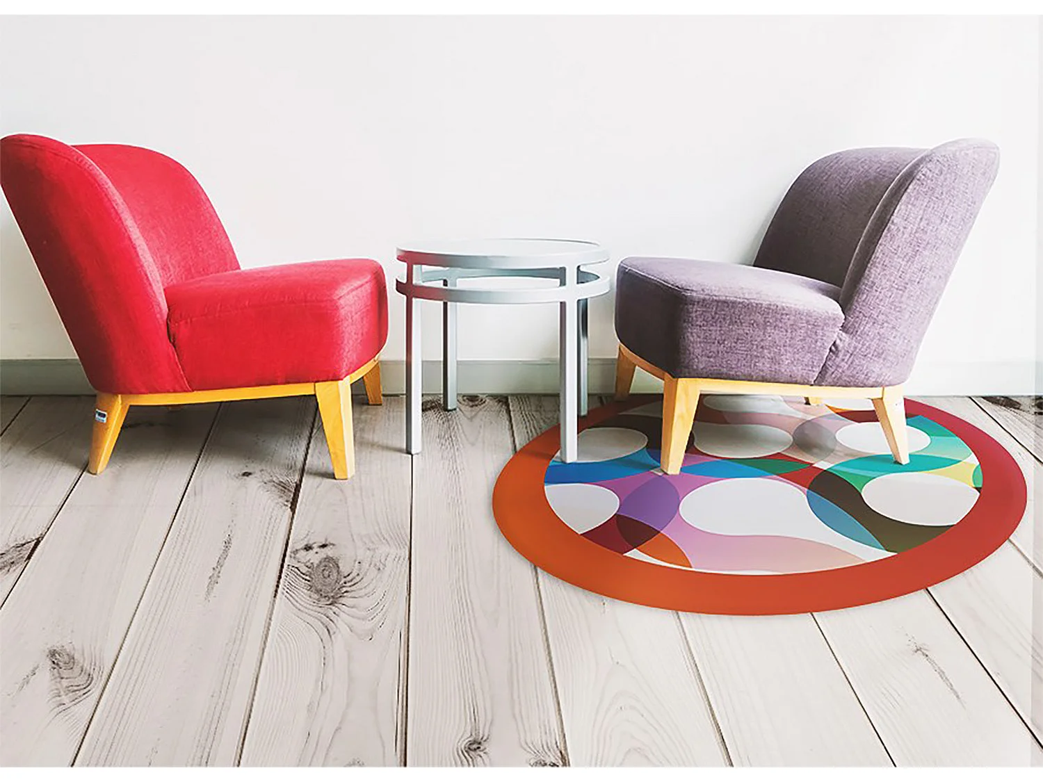 Teppich Vinyle 60cm für das Wohnzimmer Wasserdicht Küchenmatte Rund Dekorativ PVC - Abstrakte Formen