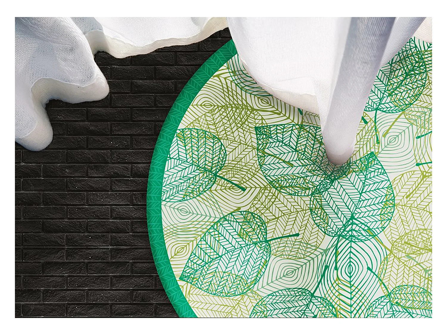 Tapis Vinyle 60cm Rond Salon Pour la Cuisine PVC Linoléum Imperméable - Feuille