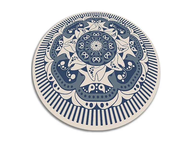 Teppich Vinyle 50cm Küchenmatte Rund PVC Wasserdicht Dekorativ für das Wohnzimmer - Blumenmandala