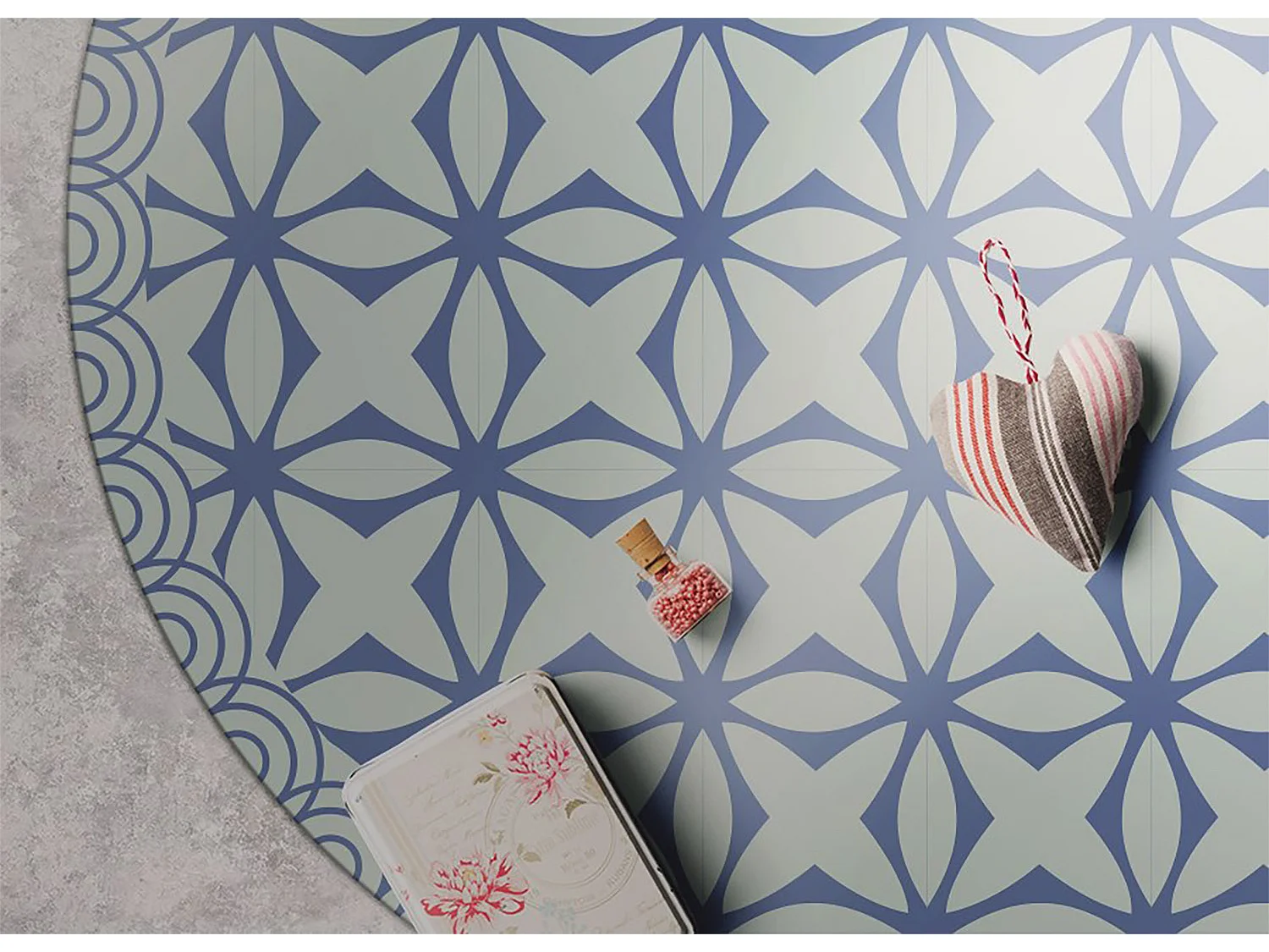 Teppich Vinyle 70cm Küchenmatte für das Wohnzimmer Rund PVC Dekorativ Wasserdicht - Geometrische Sterne