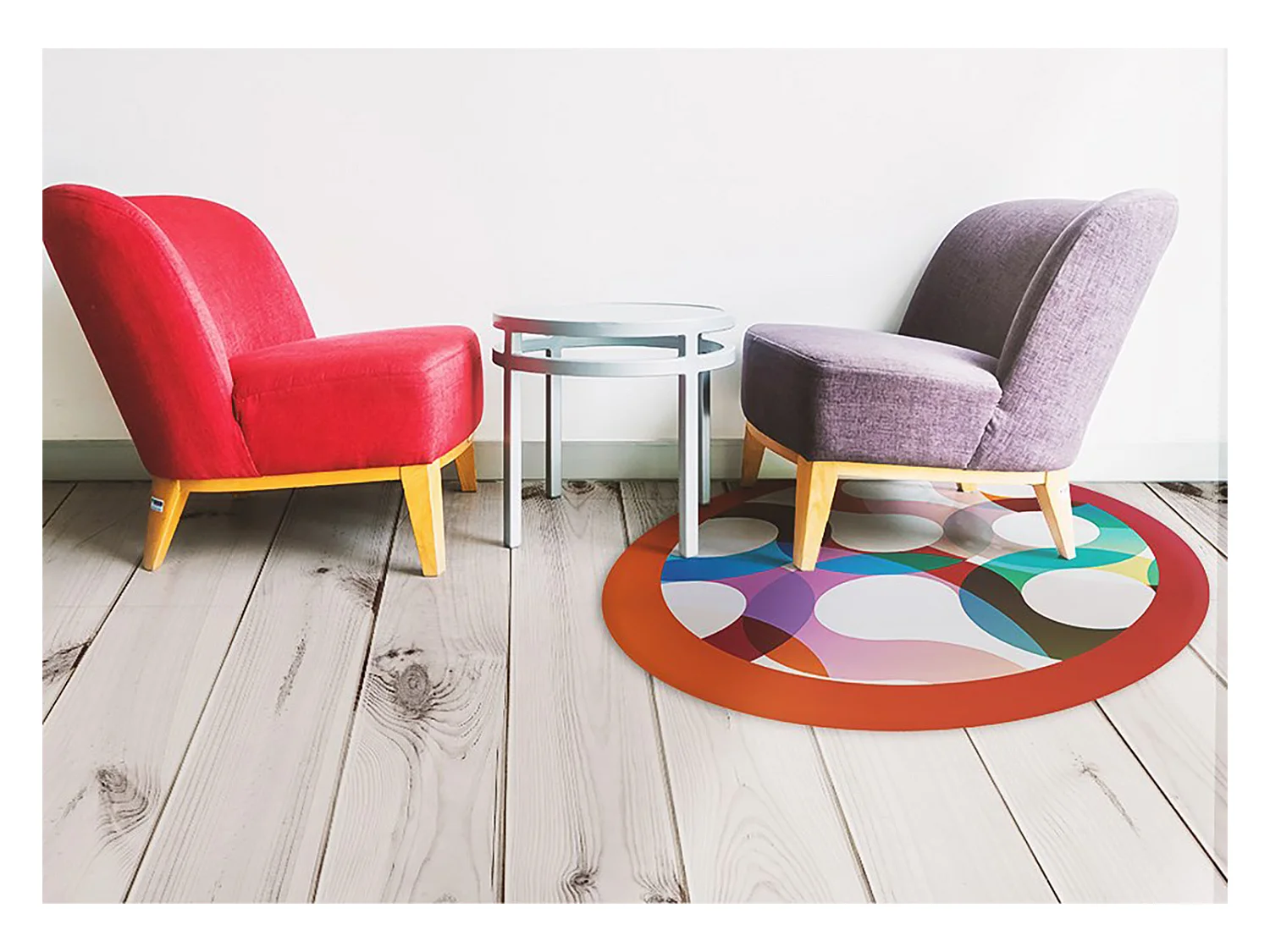 Teppich Vinyle 70cm für das Wohnzimmer Wasserdicht Küchenmatte Rund Dekorativ PVC - Abstrakte Formen